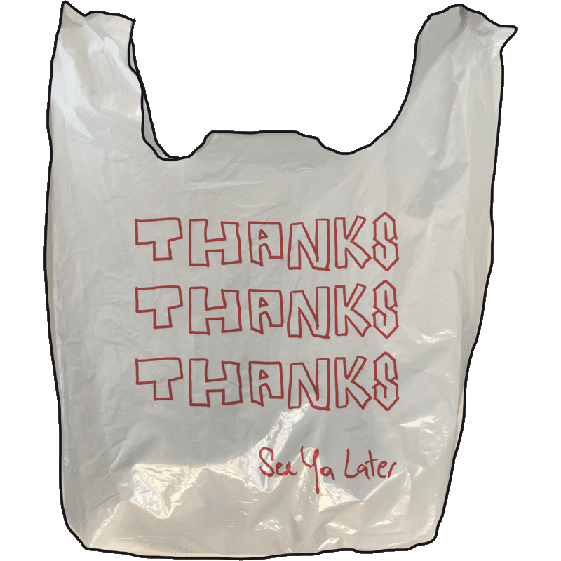The finished bag cut-out: the same THANKS bag isolated on a transparent background, ready to be a game sprite.